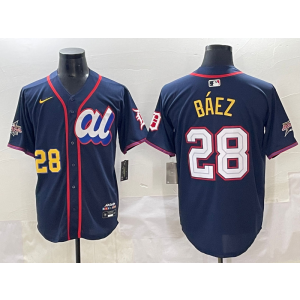 MLB Tigers 28 Javier Báez Navy American League 2025 All Star Nike Cool Base Men Jersey