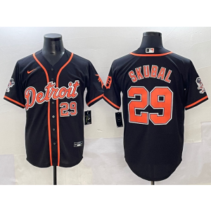MLB Tigers 29 Skubal Black Nike Cool Base Men Jersey