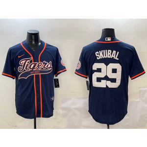 MLB Tigers 29 Skubal Navy Nike Cool Base Men Jersey 1