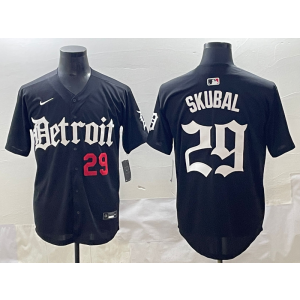 MLB Tigers 29 Skubal New Black Nike Cool Base Men Jersey