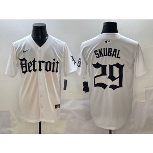 MLB Tigers 29 Skubal White New Nike Cool Base Men Jersey