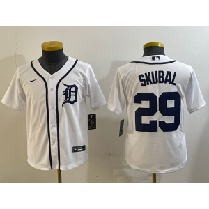 MLB Tigers 29 Skubal White Nike Cool Base Youth Jersey