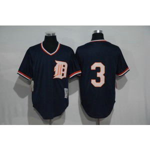 MLB Tigers 3 Alan Trammell Blue Mitchell and Ness Throwback Men Jersey