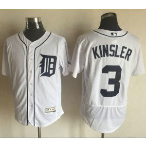 MLB Tigers 3 Ian Kinsler White Flexbase Men Jersey