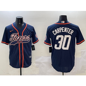 MLB Tigers 30 Carpenter Black Baseball Nike Cool Base Men Jersey