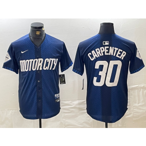 MLB Tigers 30 Carpenter Blue 2024 City Connect Nike Cool Base Men Jersey