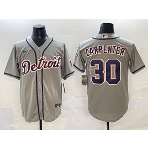 MLB Tigers 30 Carpenter Grey Nike Cool Base Men Jersey