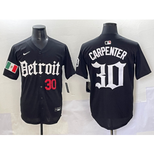 MLB Tigers 30 Carpenter New Black Nike Cool Base Men Jersey