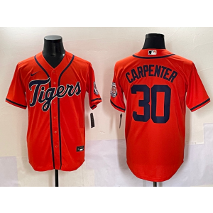 MLB Tigers 30 Carpenter Orange Nike Cool Base Men Jersey