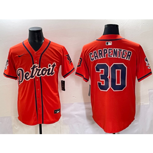 MLB Tigers 30 Carpenter Orange Nike Cool Base Men Jersey