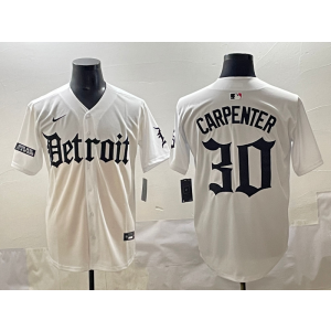 MLB Tigers 30 Carpenter White New Nike Cool Base Men Jersey