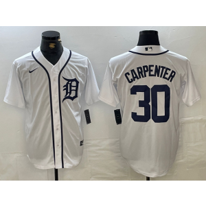 MLB Tigers 30 Carpenter White Nike Cool Base Men Jersey