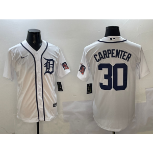 MLB Tigers 30 Carpenter White Nike Cool Base Men Jersey