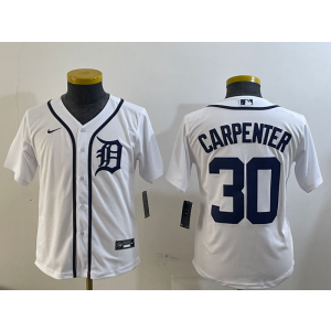 MLB Tigers 30 Carpenter White Nike Cool Base Youth Jersey
