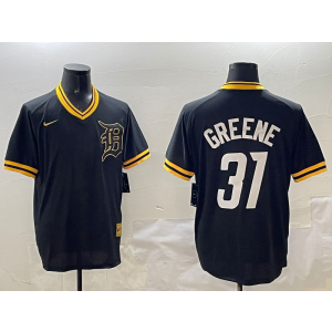 MLB Tigers 31 GREENE Black Nike Cool Base Men Jersey