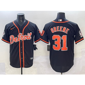 MLB Tigers 31 GREENE Black Nike Cool Base Men Jersey