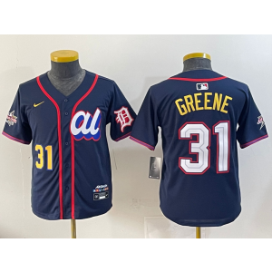 MLB Tigers 31 GREENE Navy American League 2025 All Star Nike Cool Base Youth Jersey 2