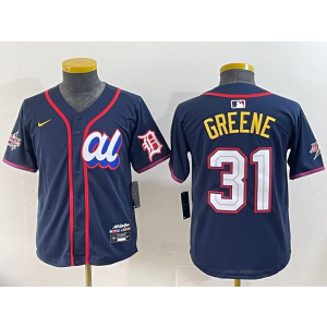 MLB Tigers 31 GREENE Navy American League 2025 All Star Nike Cool Base Youth Jersey