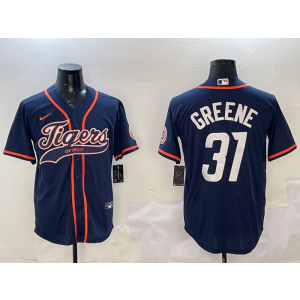 MLB Tigers 31 GREENE Navy Nike Cool Base Men Jersey