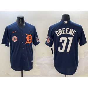 MLB Tigers 31 GREENE Navy Nike Cool Base Men Jersey