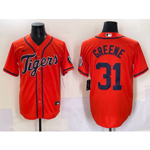 MLB Tigers 31 GREENE Orange Nike Cool Base Men Jersey