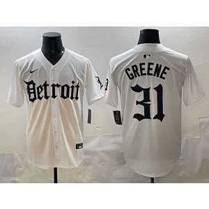 MLB Tigers 31 GREENE White New Nike Cool Base Men Jersey