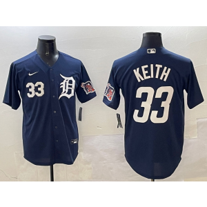 MLB Tigers 33 Keith Navy Nike Cool Base Men Jersey