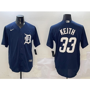 MLB Tigers 33 Keith Navy Nike Cool Base Men Jersey