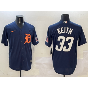 MLB Tigers 33 Keith Navy Nike Cool Base Men Jersey