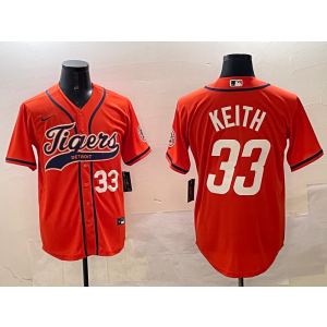 MLB Tigers 33 Keith Orange Baseball Nike Cool Base Men Jersey