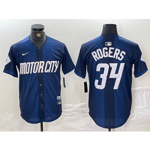 MLB Tigers 34 Rodgers Blue 2024 City Connect Nike Cool Base Men Jersey