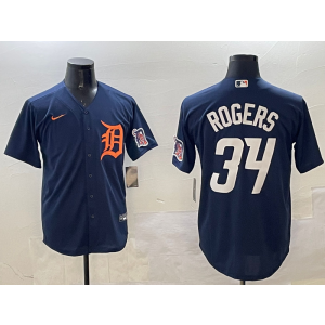 MLB Tigers 34 Rodgers Navy Nike Cool Base Men Jersey