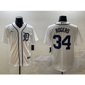 MLB Tigers 34 Rodgers White Nike Cool Base Men Jersey