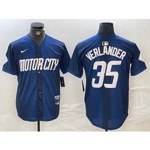 MLB Tigers 35 Justin Verlander Blue 2024 City Connect Nike Cool Base Men Jersey