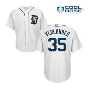 MLB Tigers 35 Justin Verlander White Cool Base Men Jersey