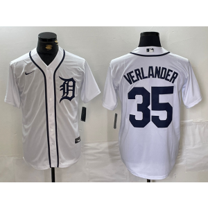 MLB Tigers 35 Justin Verlander White Nike Cool Base Men Jersey