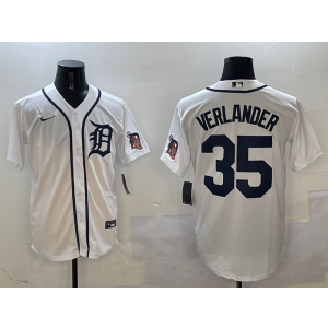 MLB Tigers 35 Justin Verlander White Nike Cool Base Men Jersey