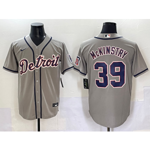 MLB Tigers 39 Mckinstry Grey Nike Cool Base Men Jersey