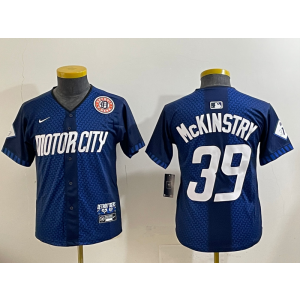 MLB Tigers 39 Mckinstry Navy Nike Cool Base Youth Jersey