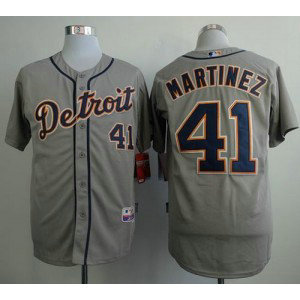 MLB Tigers 41 Victor Martinez Grey Cool Base Men Jersey