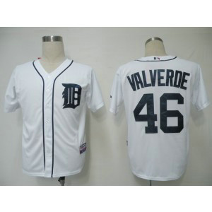 MLB Tigers 46 Jose Valverde White Cool Base Men Jersey