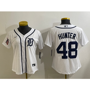 MLB Tigers 48 Hunter White Nike Cool Base Youth Jersey