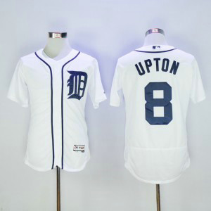 MLB Tigers 8 Justin Upton White Flexbase Men Jersey