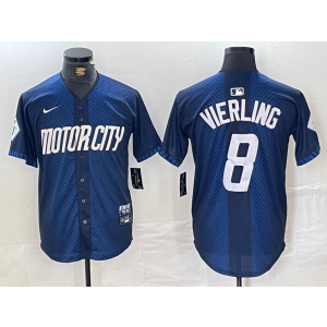 MLB Tigers 8 Vierling Blue 2024 City Connect Nike Cool Base Men Jersey
