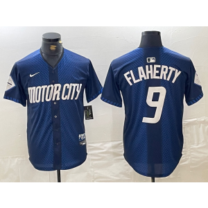 MLB Tigers 9 Flaherty Blue 2024 City Connect Nike Cool Base Men Jersey
