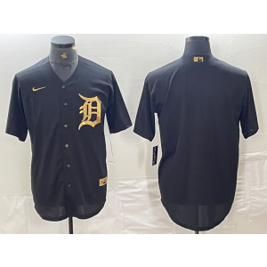 MLB Tigers Blank Black Gold Nike Cool Base Men Jersey