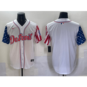 MLB Tigers Blank White USA Flag Nike Cool Base Men Jersey