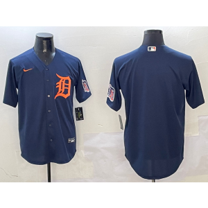 MLB Tigers Navy Blank Nike Cool Base Men Jersey