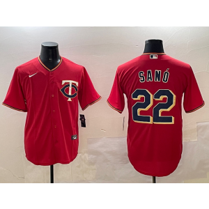 MLB Twins 22 Miguel Sano Red Nike Cool Base Men Jersey