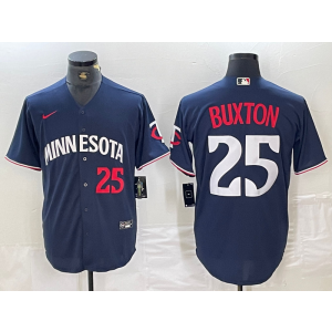 MLB Twins 25 Byron Buxton Navy Nike Cool Base Men Jersey